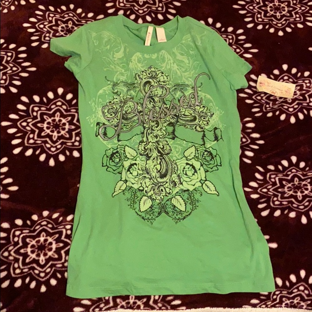 Green women’s blessed shirt